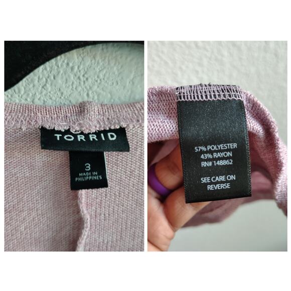 Torrid Plus Size 3X 22/24 Lilac Purple Open Front Short Sleeve Cardigan Top - Picture 6 of 6